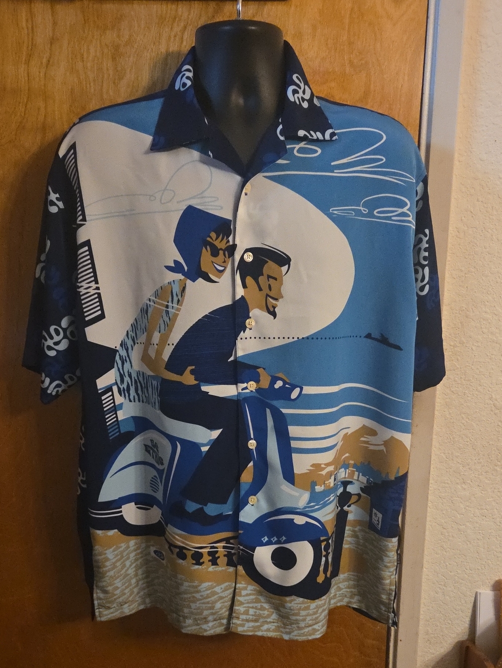 Vintage LA Rocka London BC Ethic MCM Hawaiian Beatnik Moped Shirt Size Large